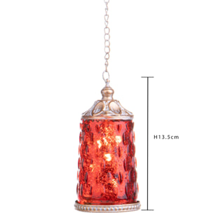 Lanterna con Led - Pezzi 2 - Colore Rosso - 7x13,5Hx7cm - Bianchi Dino