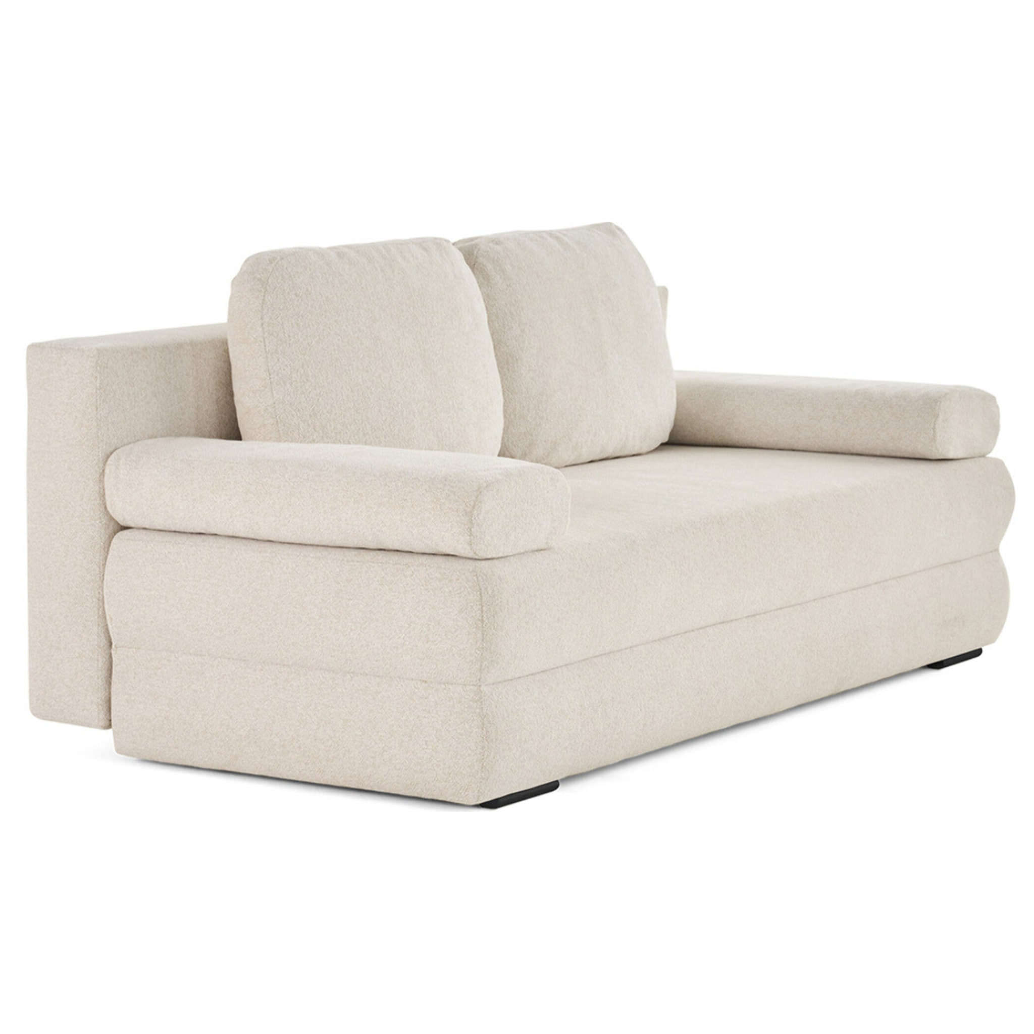 Nora - canapé 3 places convertible avec coffre en tissu texturé - Beige