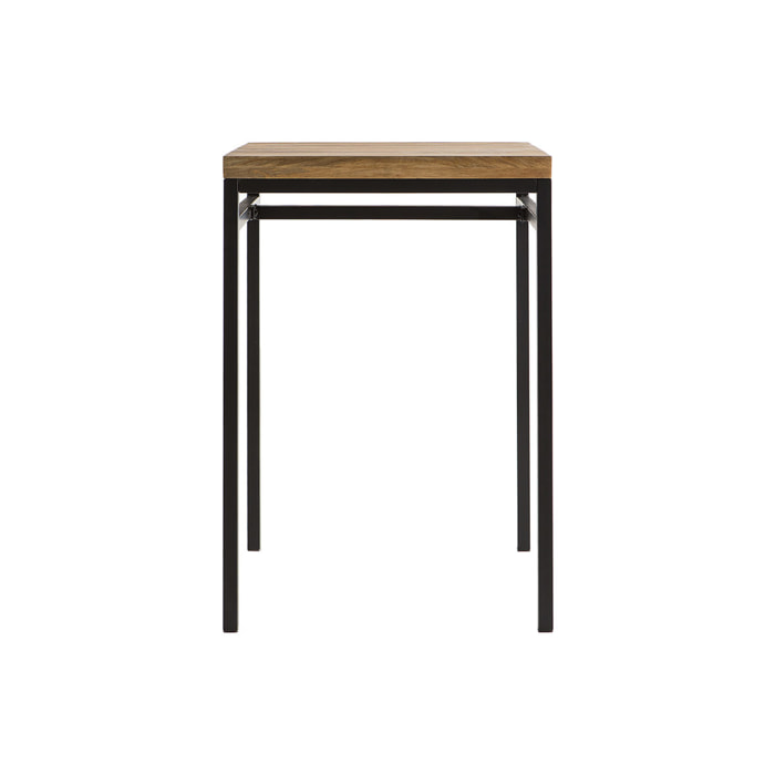 Table haute carrée en manguier massif et métal noir L70 cm YPSTER