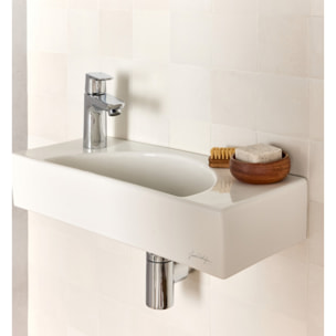 Lave-mains compact 50 cm Odéon Rive Gauche 1 trou de robinetterie à gauche Blanc satiné