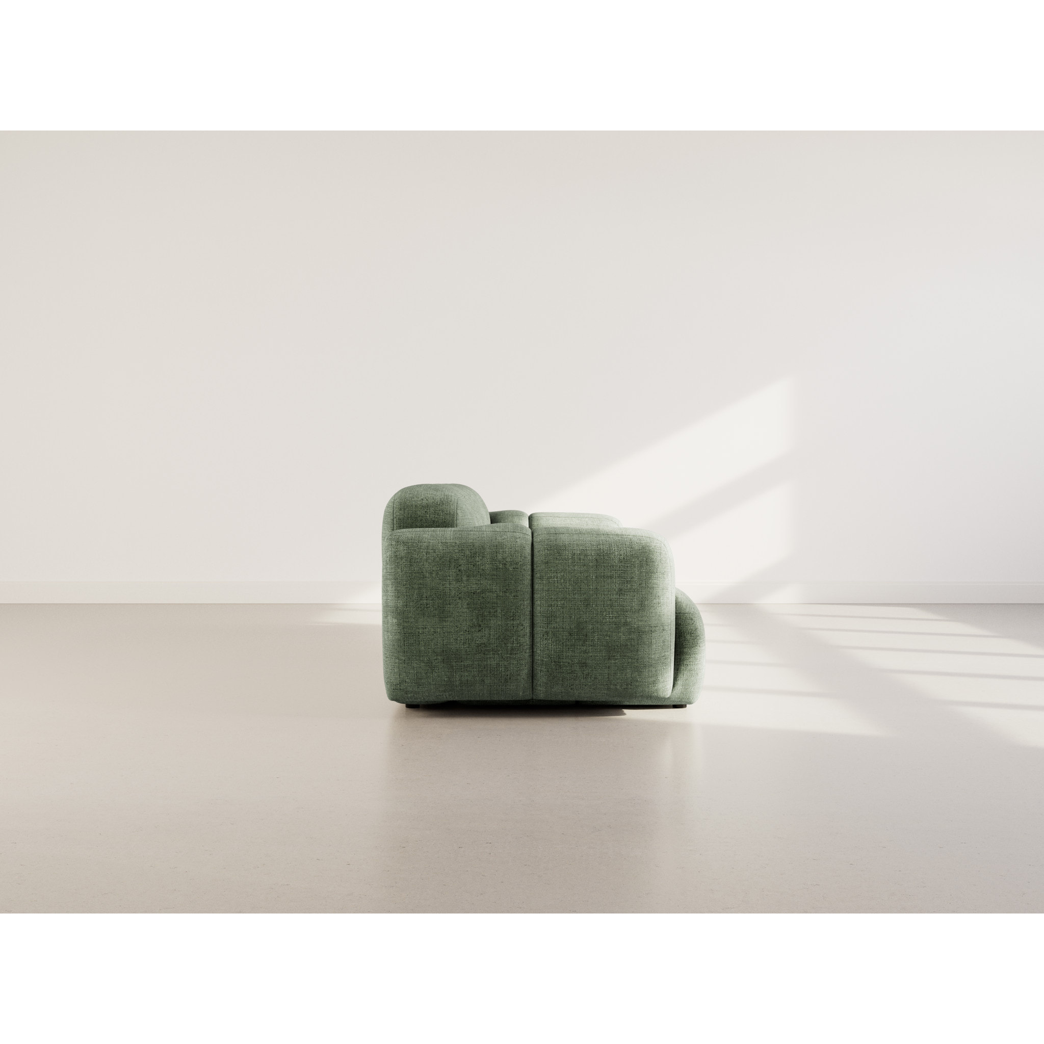 Grace - canapé modulable 2 places en velours texturé - Vert sauge