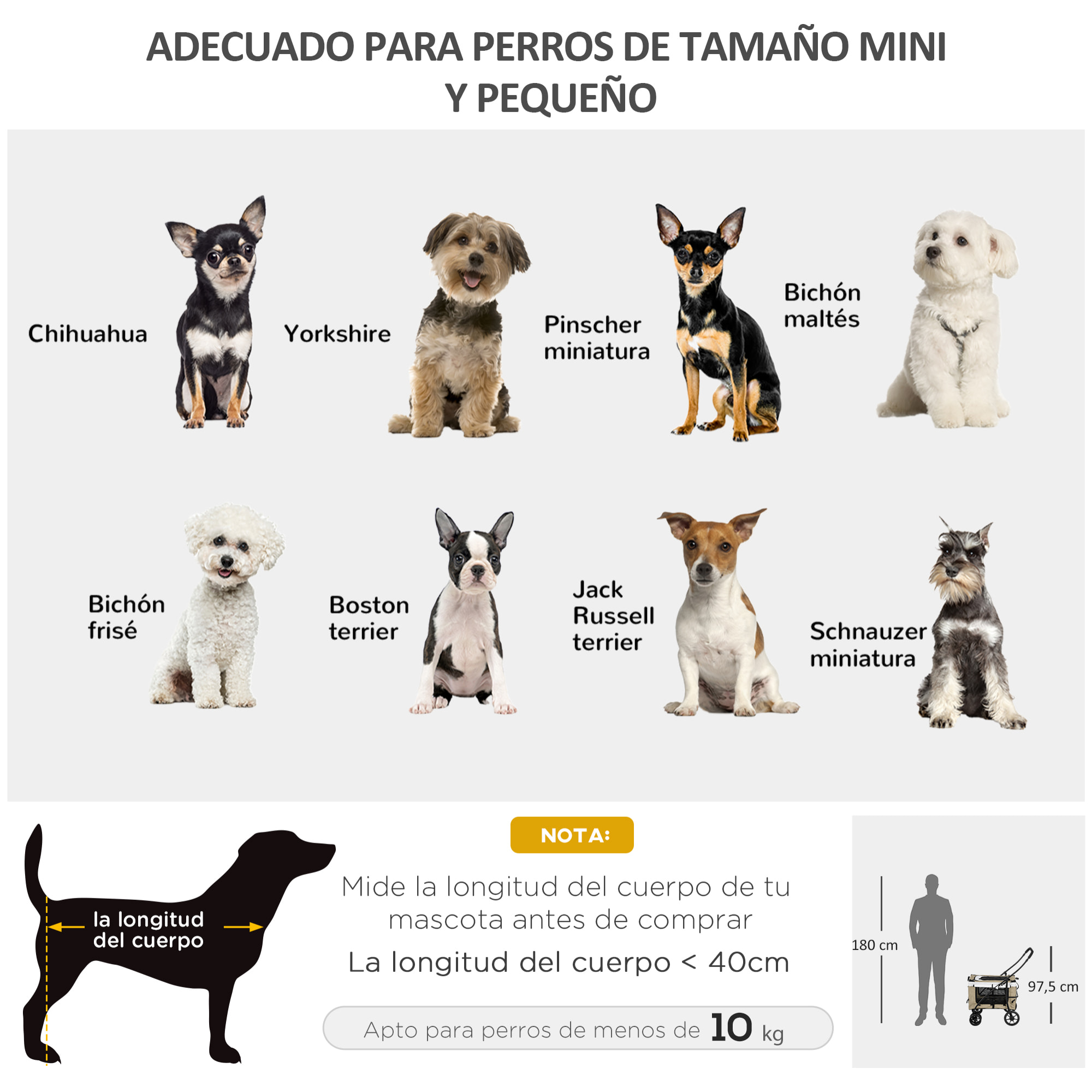 PawHut Carrito para Perros Cochecito para Perros Plegable con Vagón Desmontable 4 Puertas con Cremallera 2 Correas de Seguridad 2 Correa de Transporte y Cojín Caqui