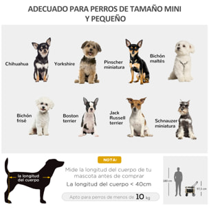 PawHut Carrito para Perros Cochecito para Perros Plegable con Vagón Desmontable 4 Puertas con Cremallera 2 Correas de Seguridad 2 Correa de Transporte y Cojín Caqui