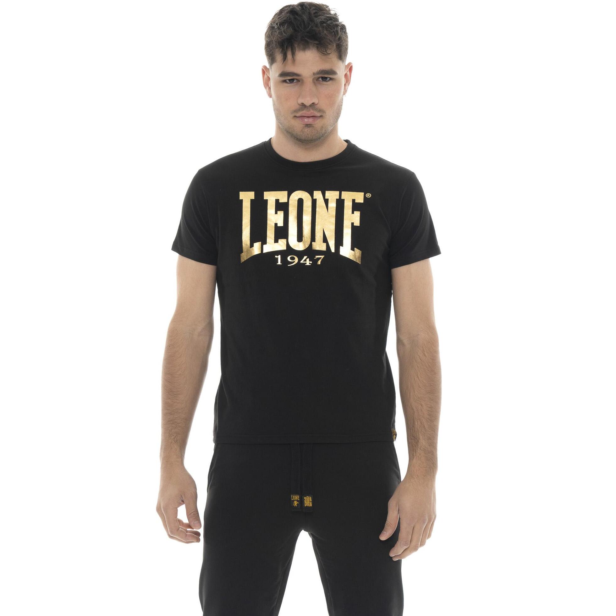 Camiseta de algodón elástico de manga corta con el gran logo de Leone 1947