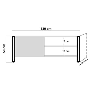 Mobile porta TV Dpetron, Credenza da soggiorno, Armadio basso per TV, Base parete attrezzata, 130x45h50 cm, Quercia e Nero