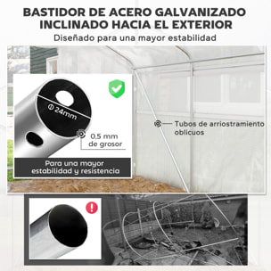 Invernadero de Exterior 4x3x2 m Invernadero de Túnel con 2 Ventanas Cubierta de PE Anti-UV y 1 Puerta Enrollable con Cremallera Invernadero para Jardín Patio