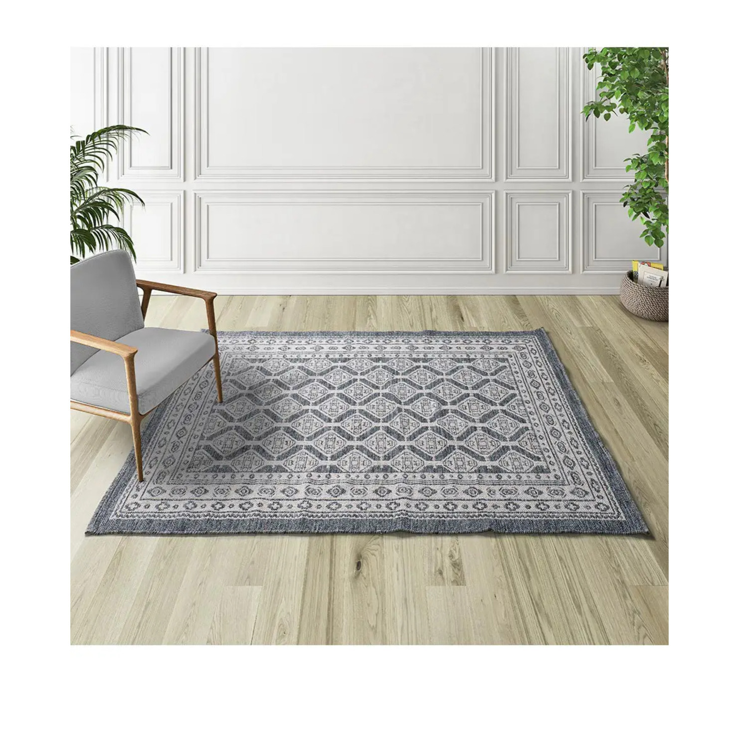 CHANDIA Alfombra kilim algodón reciclado en azul, varias medidas disponibles