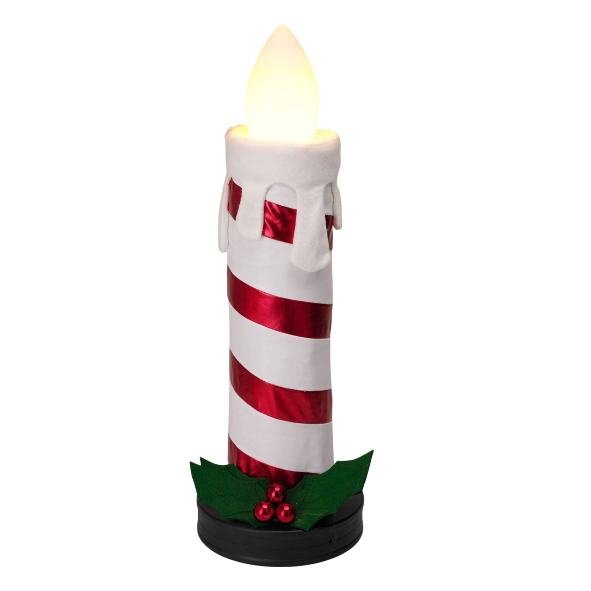 vela plegable de 90cm con luces de llama, color blanco y con música