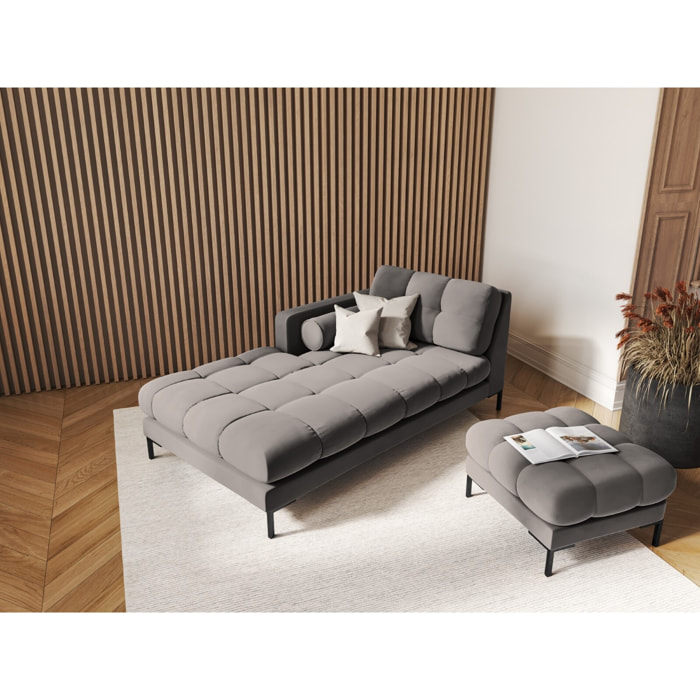Méridienne gauche "Bali" en velours gris clair