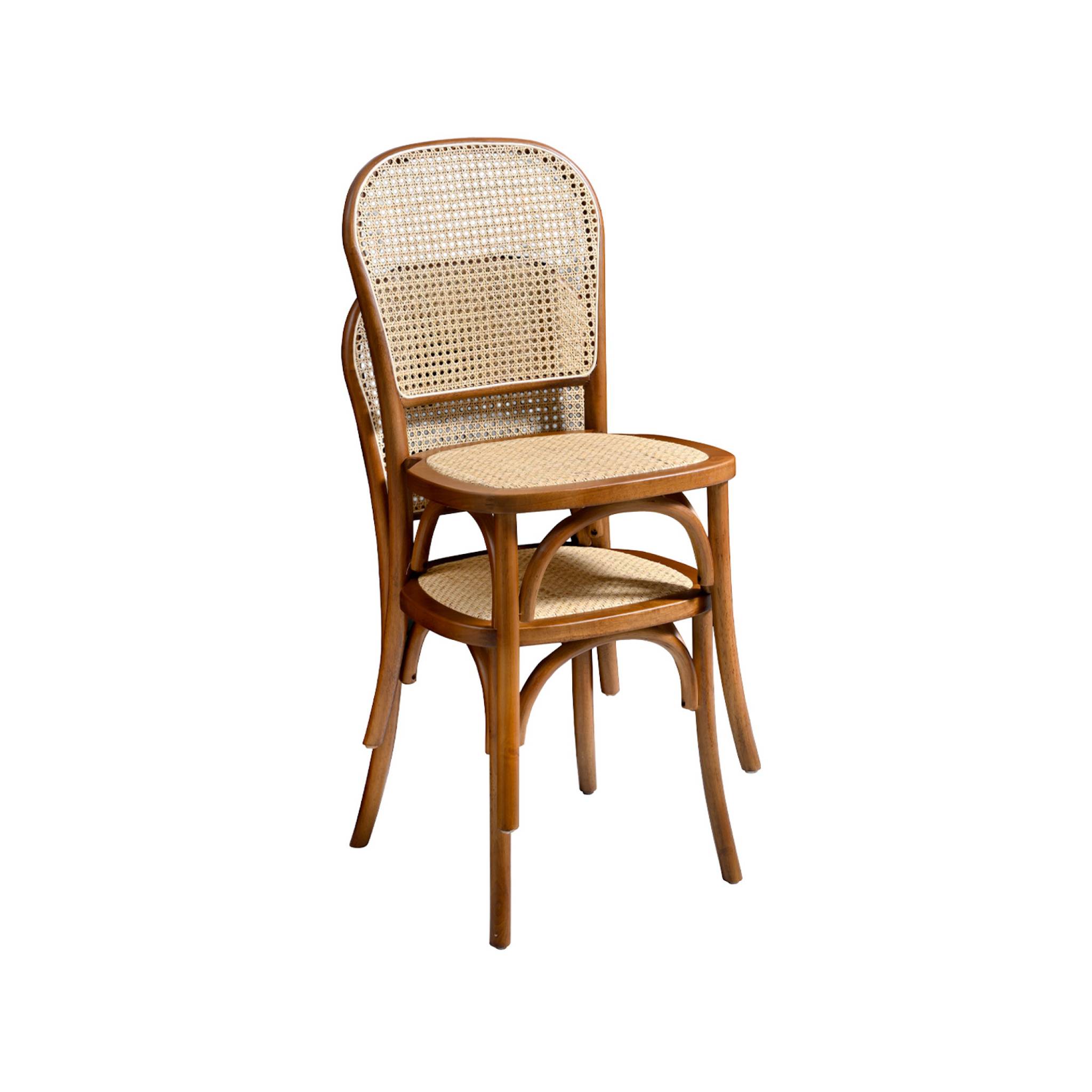 Chaise vintage bois et rotin (lot de 4) MONTPARNASSE