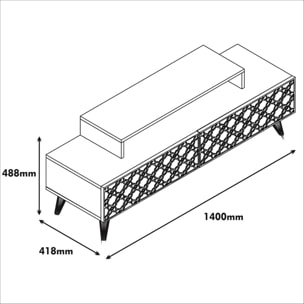 Mobile porta TV Dpierobo, Credenza da soggiorno, Armadio basso per TV, Base parete attrezzata, 140x42h49 cm, Noce e Bianco