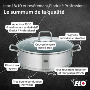 Sautoir 28 cm en acier inoxydable 18/10 antiadhésif Elo Citrin