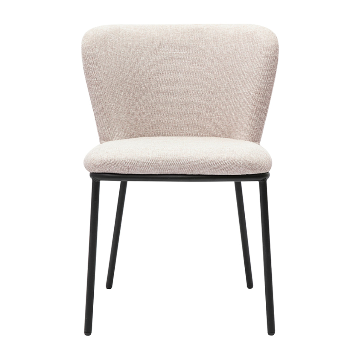 Chaises en tissu effet velours texturé beige et métal noir (lot de 2) LISOR