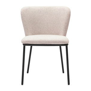 Chaises en tissu effet velours texturé beige et métal noir (lot de 2) LISOR