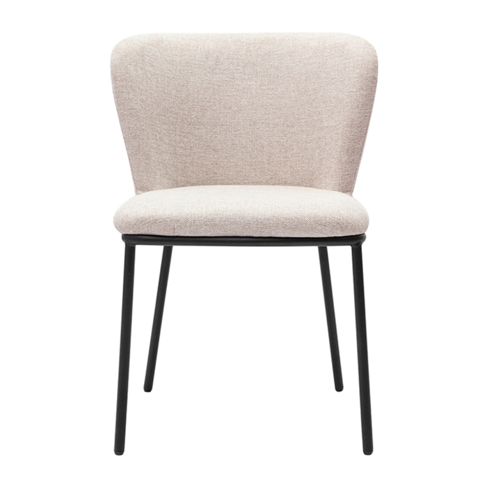 Chaises en tissu effet velours texturé beige et métal noir (lot de 2) LISOR