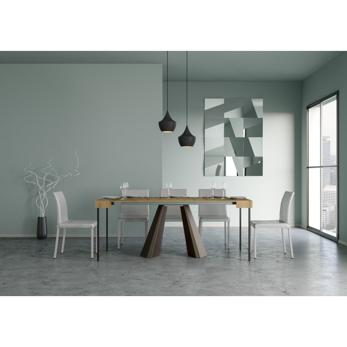 Consolle allungabile 90x40/196 cm Diamante Small Quercia Natura telaio Orso