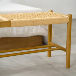 Banc 2 places en bois de chêne massif avec tressage - Kepler