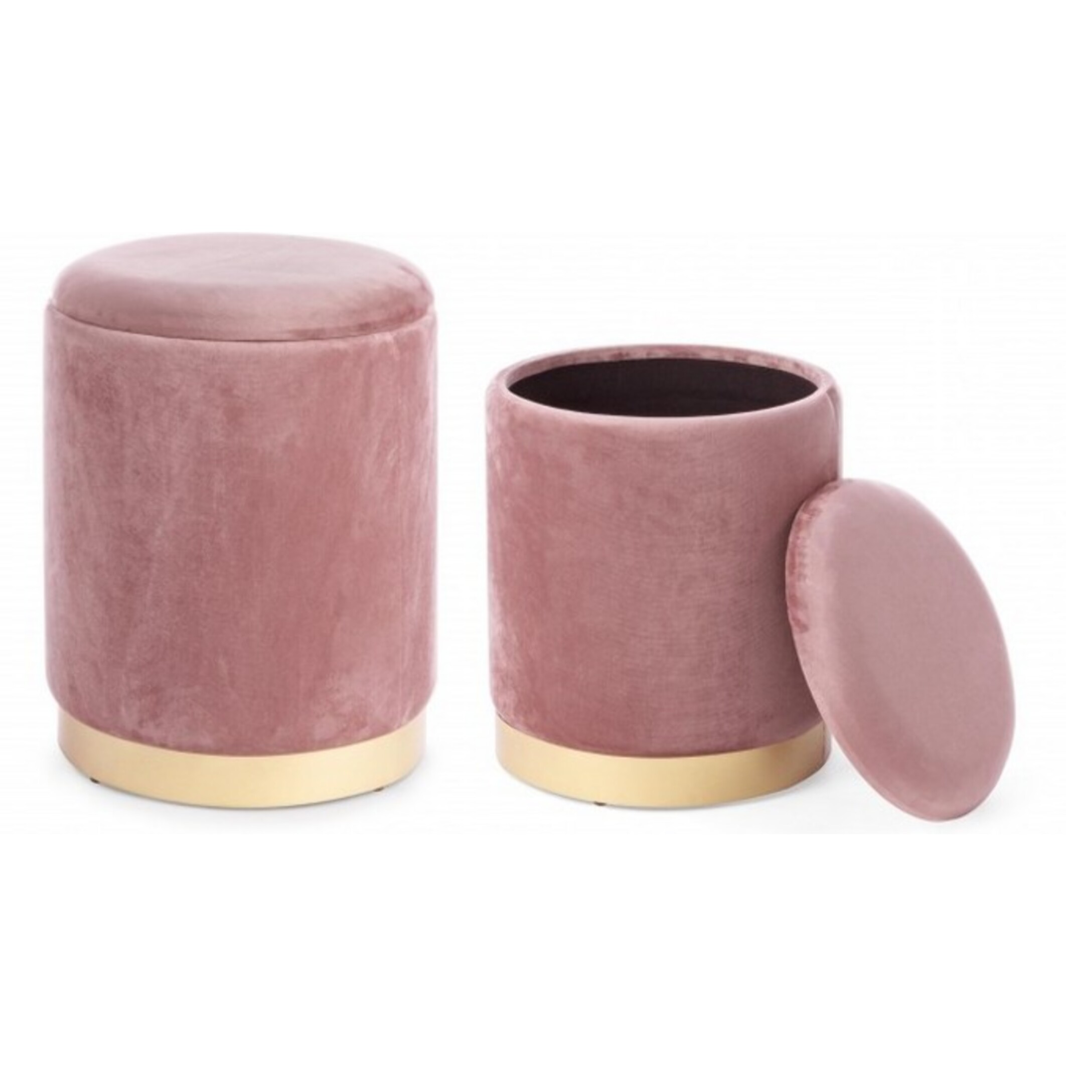 Set di 2 pouf POLINA contenitore in velluto rosa