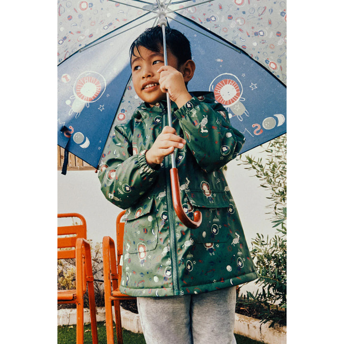 Impermeabile per bambini con interno in peluche e stampa spaziale