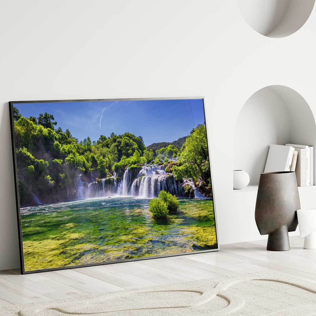 Affiche encadrée cascade naturelle Affiche + cadre en métal - Noir