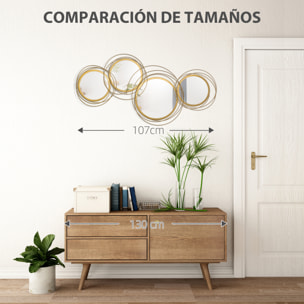 Decoración de Pared de Metal de Espejos Redondos 107x56 cm para Salón Cocina