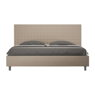 Lit king size avec sommier rembourrée 180x190 similicuir taupe Sunny