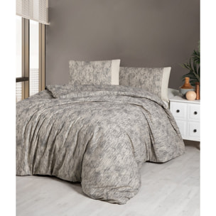 Housse de couette + taie(s) oreiller "Effect gris" 100% coton imprimé.