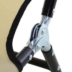 Conjunto de 2 Tumbonas Plegables Tumbonas de Jardín Reclinables con Respaldo Ajustable en 5 Niveles Carga 120 kg para Terraza Piscina 188x56x28 cm Beige