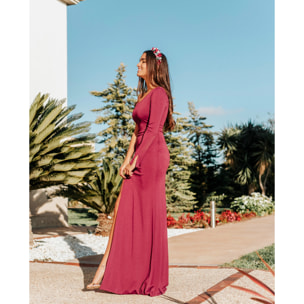 Vestido largo asimétrico con abertura