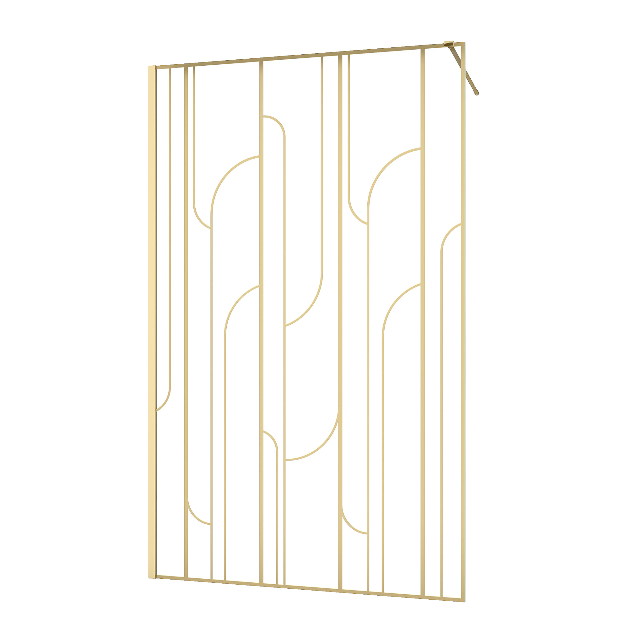 Paroi de douche à l'italienne 120x195cm Sérigraphie Art Déco Arrondie - Or Brossé - GATSBY