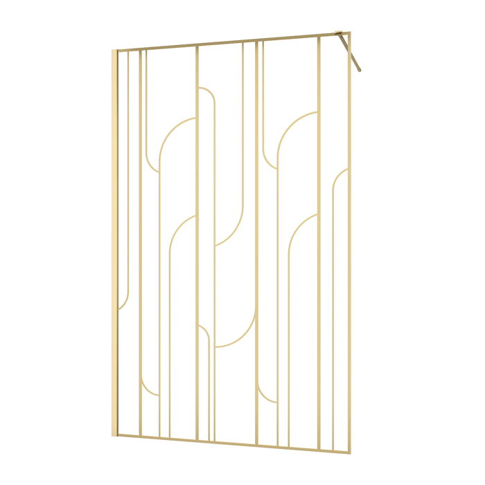Paroi de douche à l'italienne 120x195cm Sérigraphie Art Déco Arrondie - Or Brossé - GATSBY