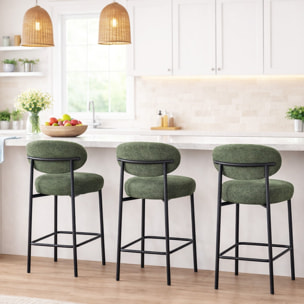 Lot de 2 tabourets de bar en tissu chenille - ORLA