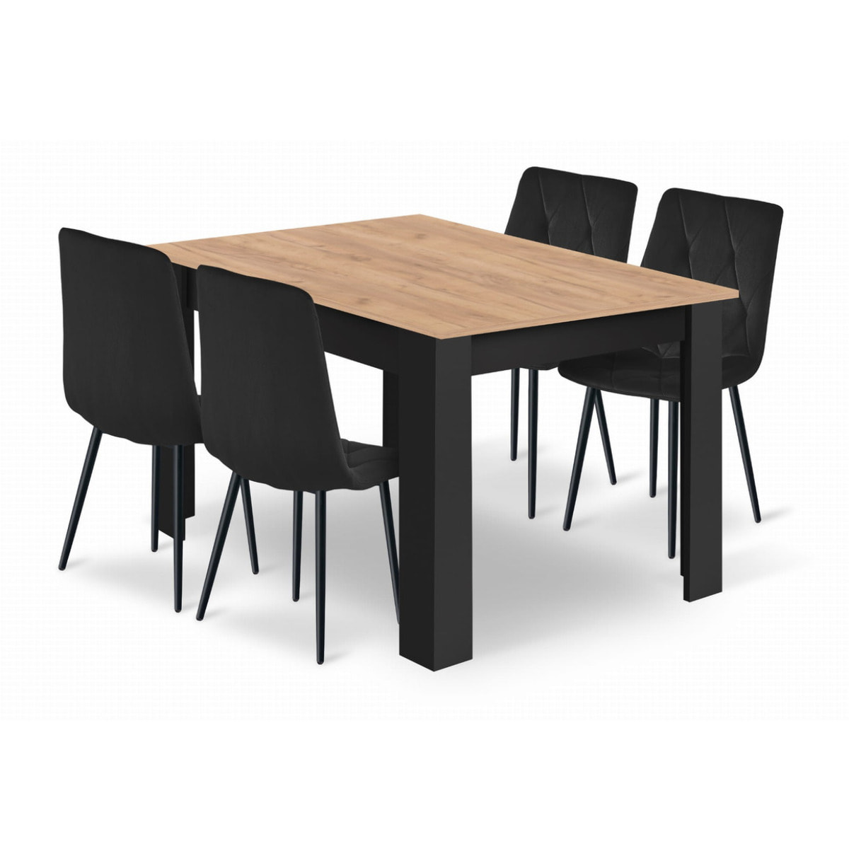 Set Sala da Pranzo Libra con Tavolo 120x80cm e 4 Sedie in Velluto