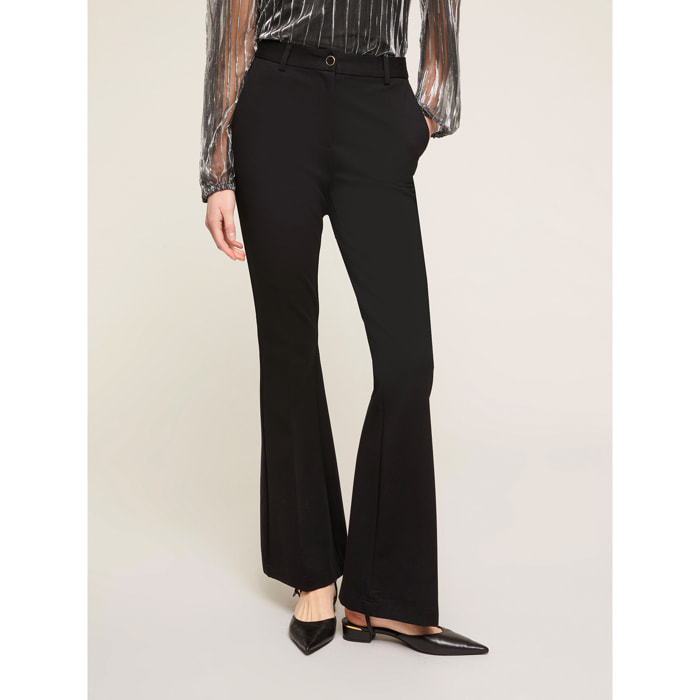 Motivi - Pantalones flare de punto milano - Negro