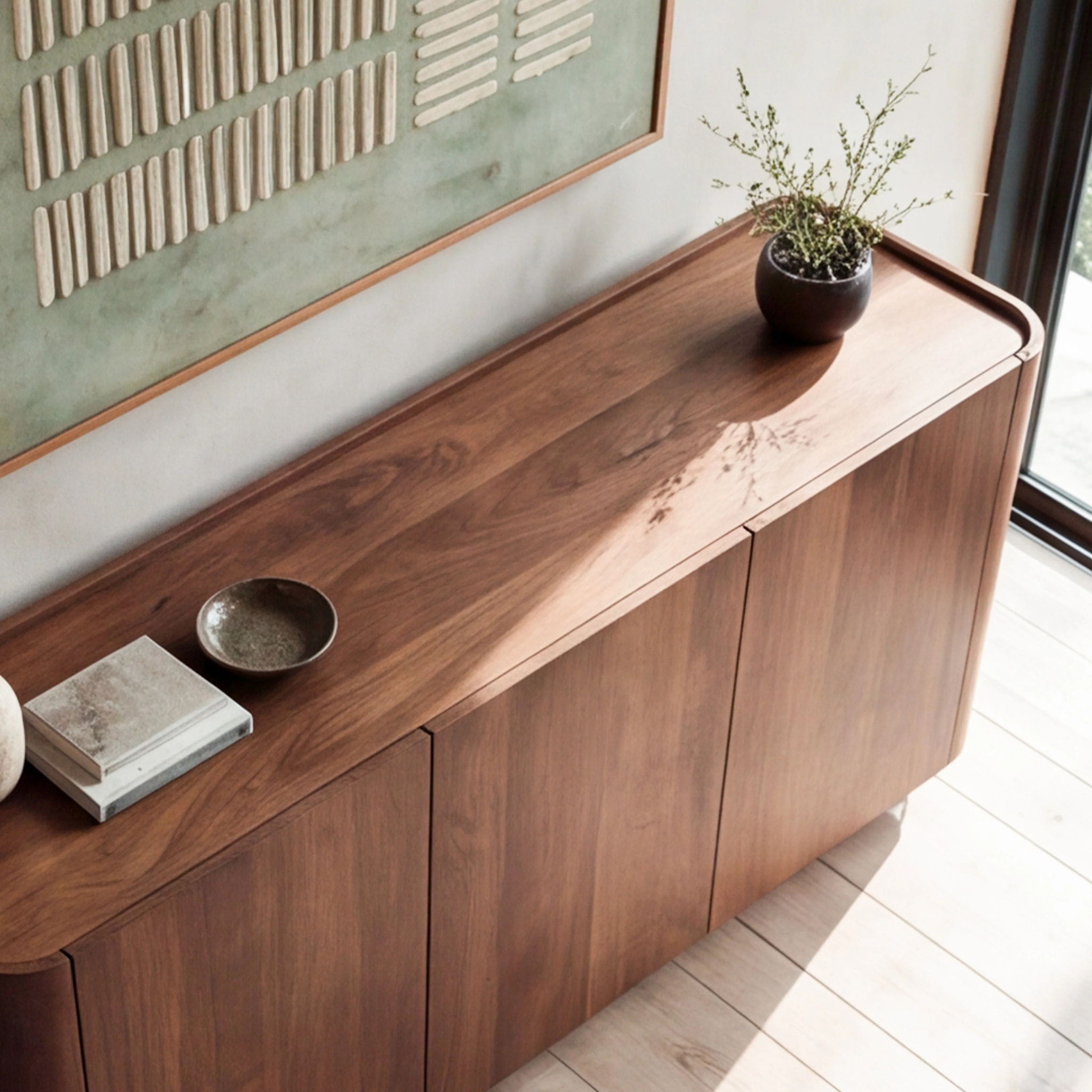 Buffet en bois de manguier finition noyer - Aldo