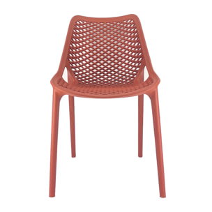 Set da, 4 Sedia Braga 2 In Polipropilene Rosso Mattone per soggiorno, cucina e arredo bar