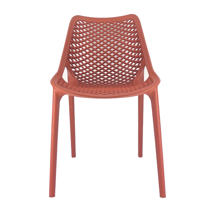 Set da, 4 Sedia Braga 2 In Polipropilene Rosso Mattone per soggiorno, cucina e arredo bar