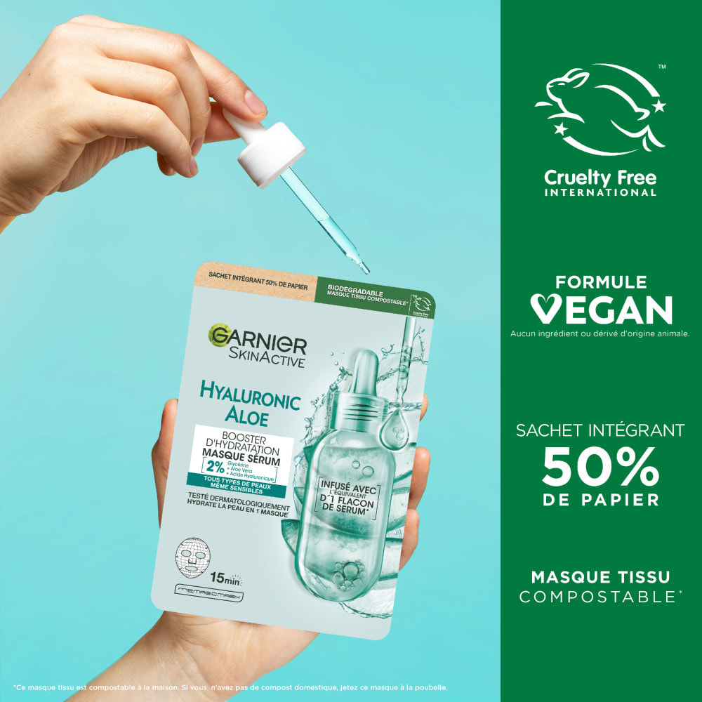 Garnier SkinActive Hyaluronic Aloe Routine Hydratante et Repulpante, Sérum, Gel Repulpant, Masque Tissu