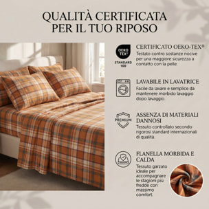 Set Lenzuola Singolo in Flanella, Tessuto in Cotone anti Pilling, Lenzuolo Sotto con Angoli + Lenzuolo Sopra + 1 Federa, Morbido, Confortevole