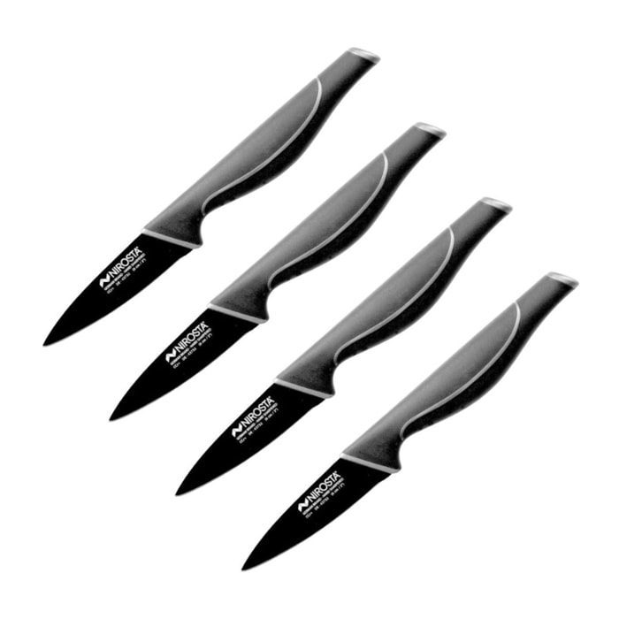 Ensemble de 4 Couteaux à légumes 20 cm Nirosta Black Edition