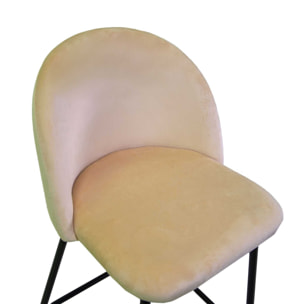 Sgabello Sammi Vacchetti in velluto crema con struttura nera cm44x48h91