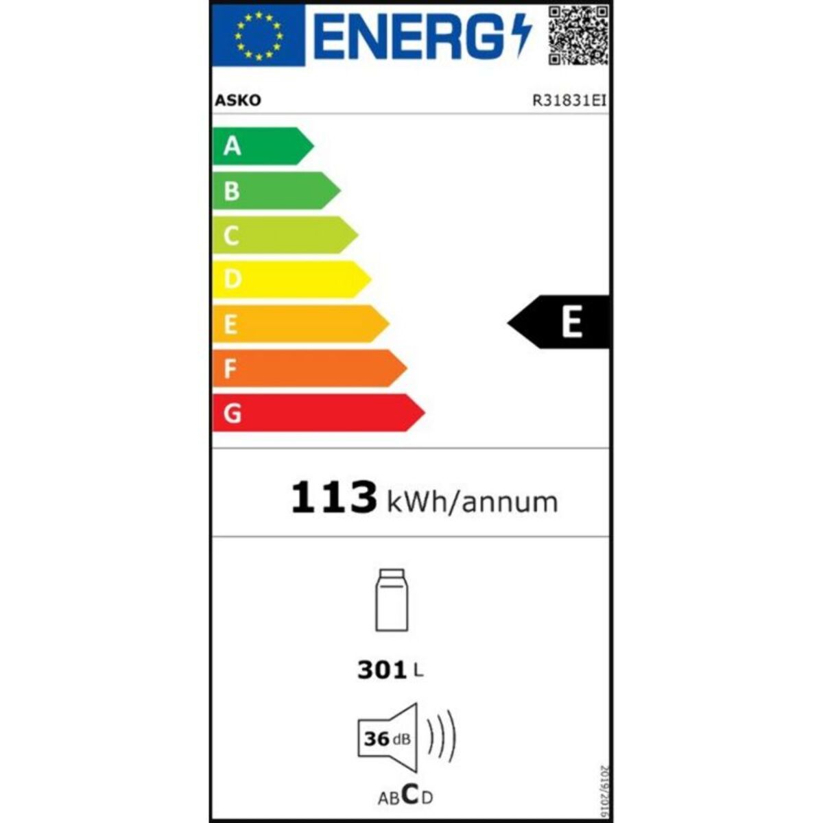 Réfrigérateur 1 porte encastrable ASKO R31831EI Pantographe