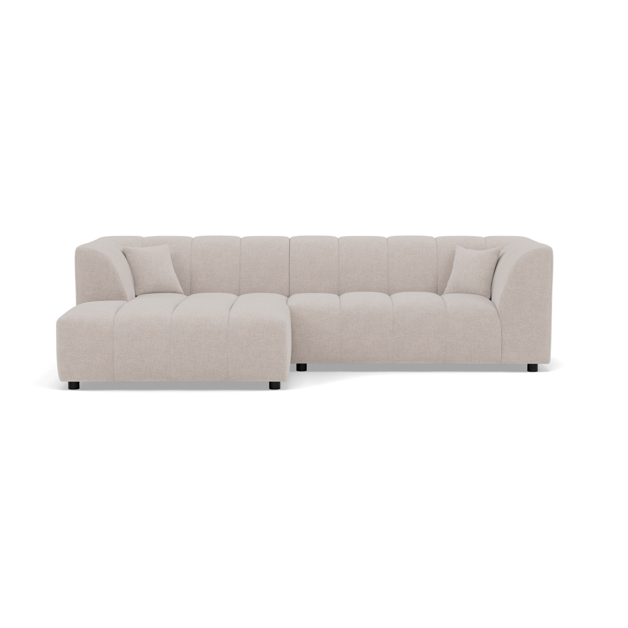 Curtis - canapé d'angle gauche 4 places avec accoudoir en tissu texturé - Beige