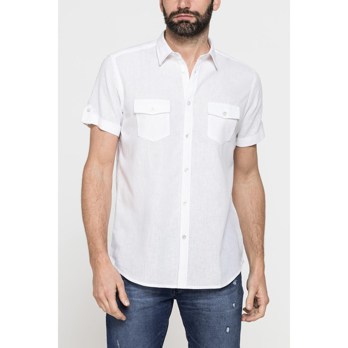 CAMICIA ESTIVA A MANICA CORTA IN MISTO LINO