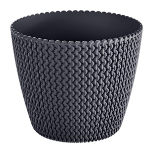 Pack 3 macetas redondas efecto rattan (5/8/11,5 litros), modelo Splofy negro