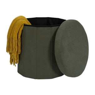 Coffre Pouf Pliable - HOME DECO FACTORY - Jules - Côtelé - Vert