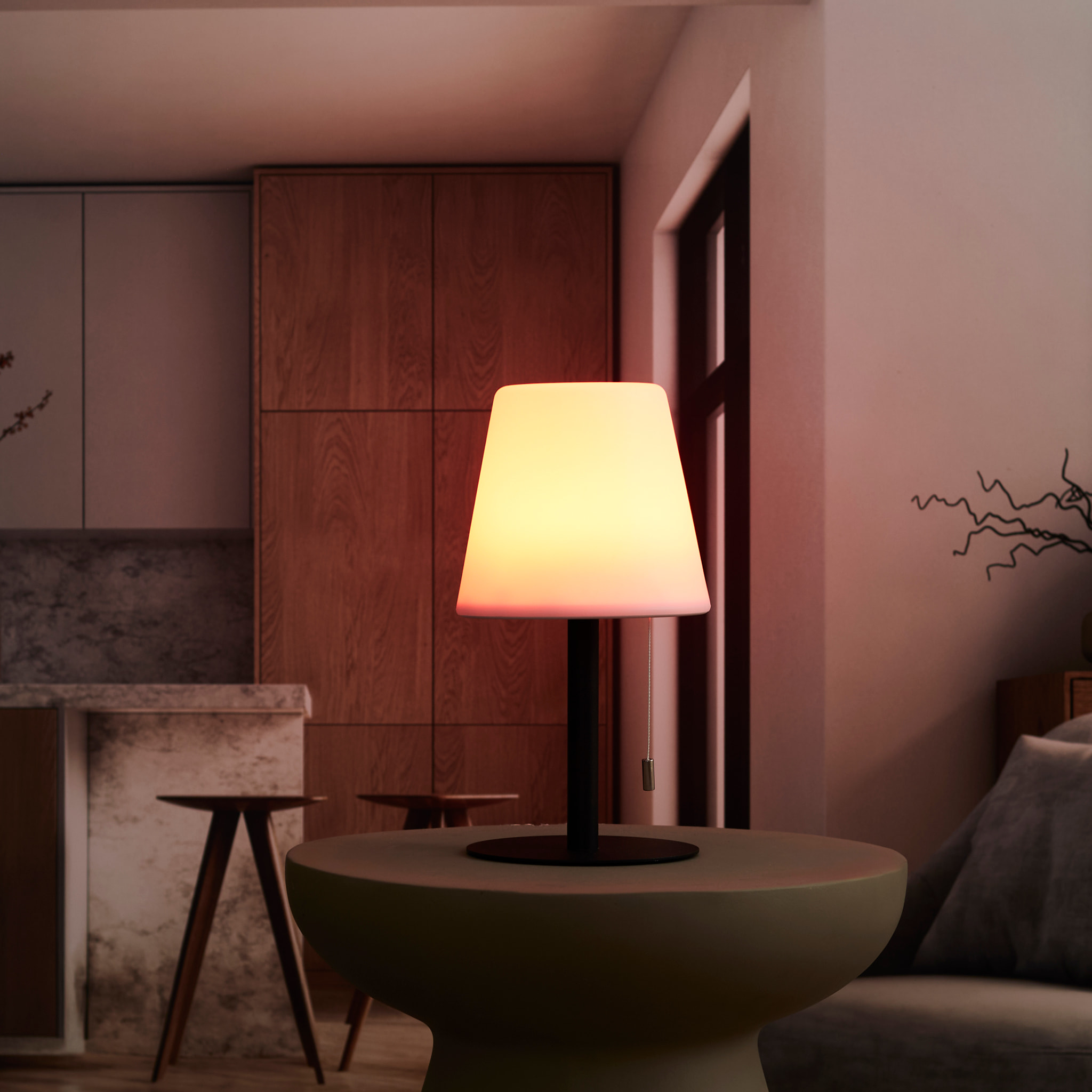 Lampe De Table Rechargeable Ip44 Gris H30cm