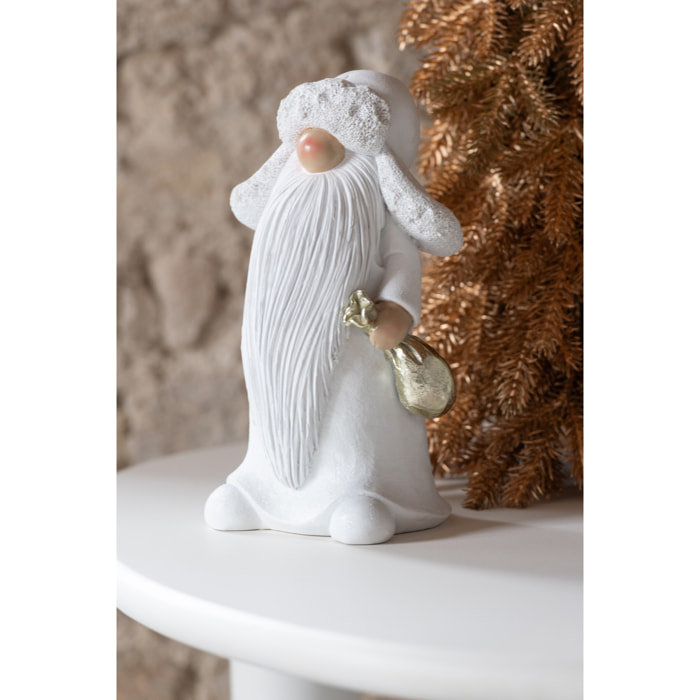 J-Line figurine Père Noël Arbre + Sac - polyrésine - blanc/or - large - 2 pièces