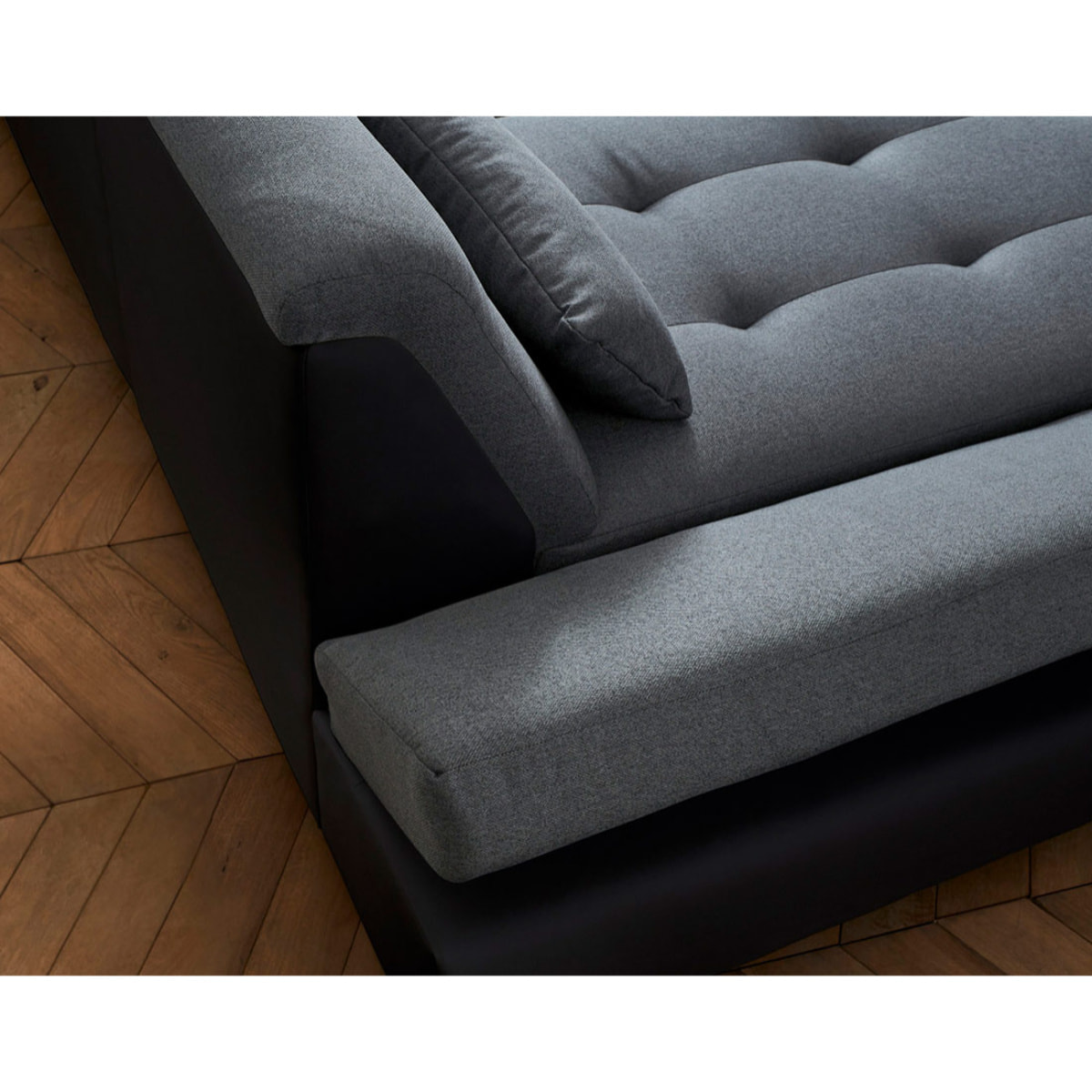Vermont - canapé panoramique d'angle droit - 7 places - XXL - Noir / Gris