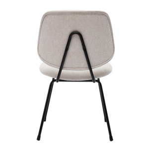 Chaises design en tissu effet velours texturé beige et métal noir (lot de 2) BARNET